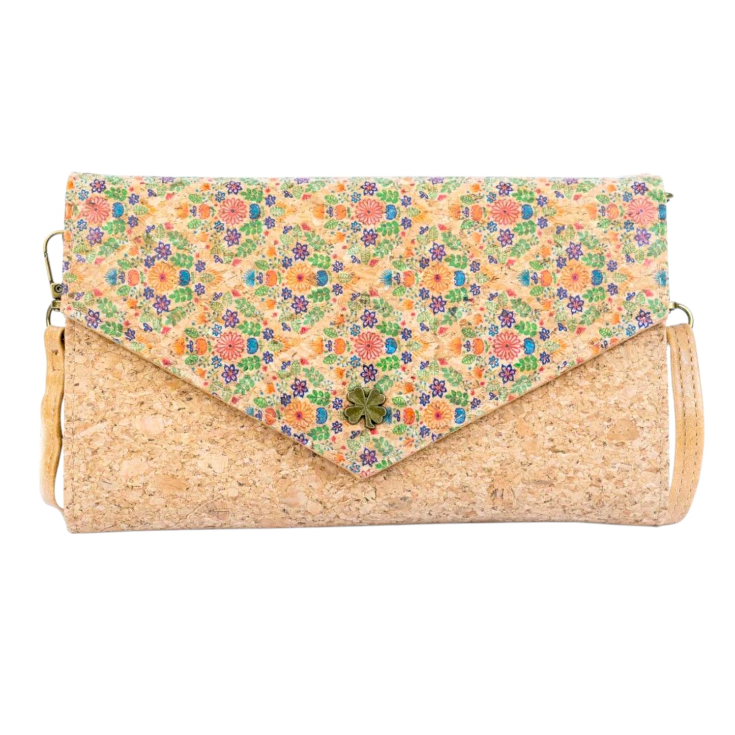 DeCarbonize Damen Kork Crossbody Geldbörse mit Schultergurt Handyhalter aus Kork Veganes Leder Portemonnaie