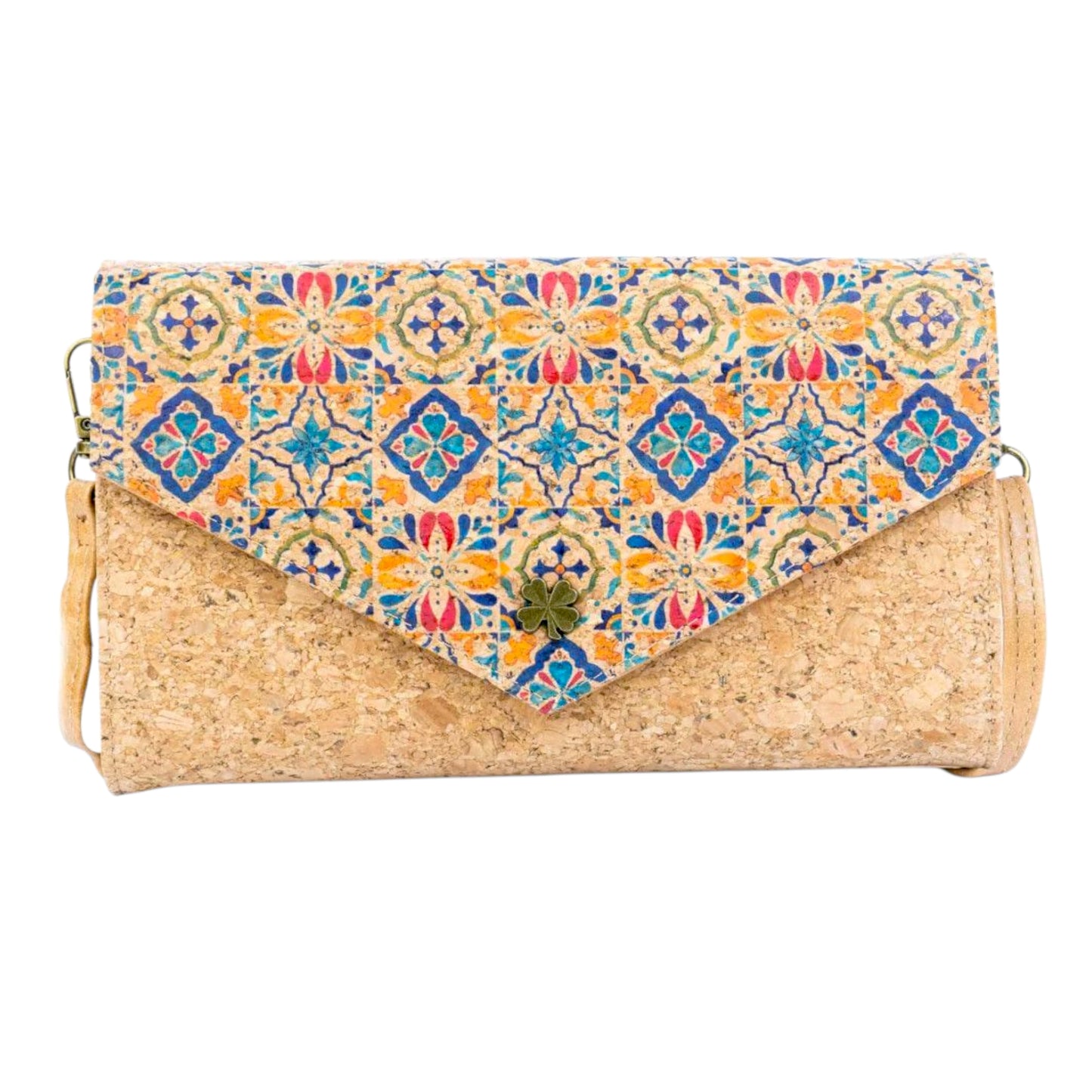 DeCarbonize Damen Kork Crossbody Geldbörse mit Schultergurt Handyhalter aus Kork Veganes Leder Portemonnaie