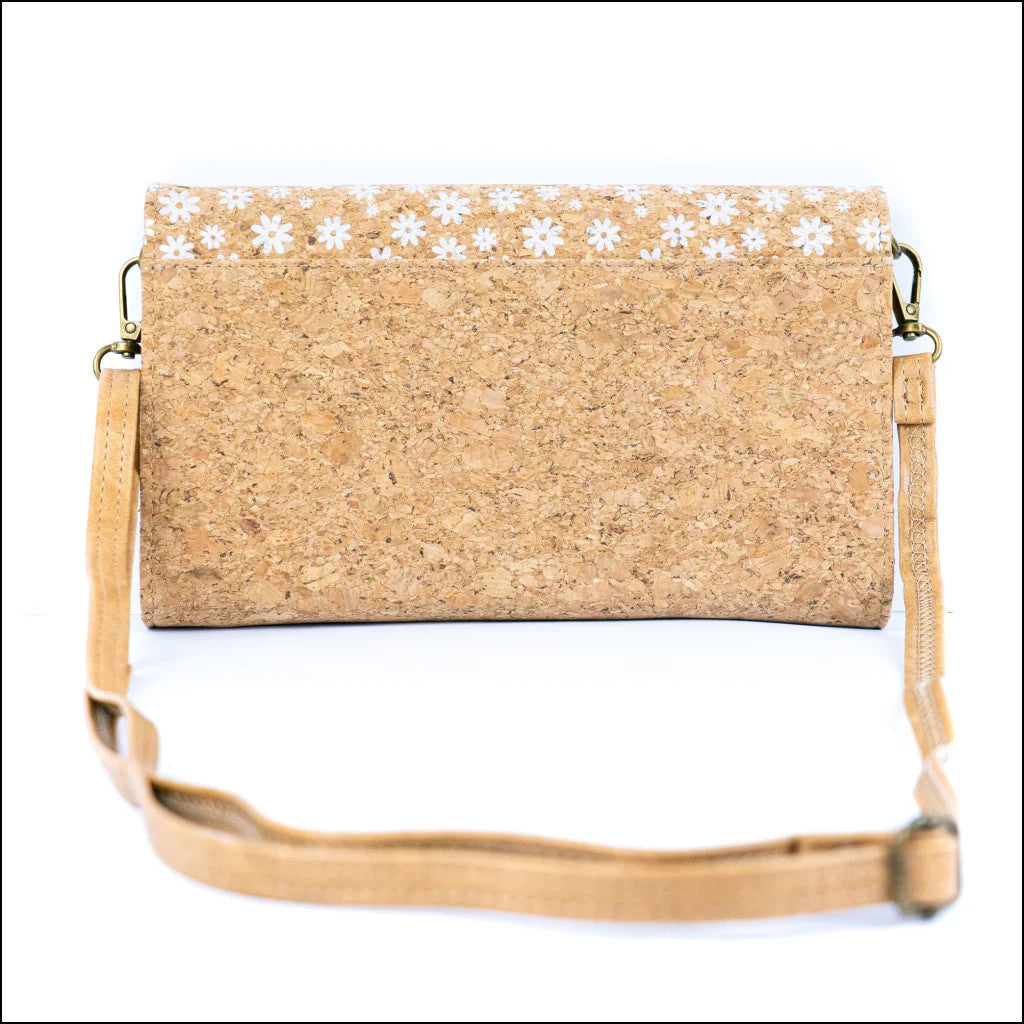 DeCarbonize Damen Kork Crossbody Geldbörse mit Schultergurt Handyhalter aus Kork Veganes Leder Portemonnaie