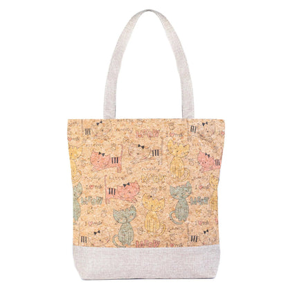 Handtasche aus Kork Damen Shopper Schultertasche Gross Nachhaltig Vegan Leder Canvas Totebag Tragetasche Strandtasche Korktasche