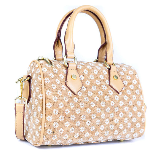 Damen Henkeltasche aus Kork Vegan Leder Barrel Bowler