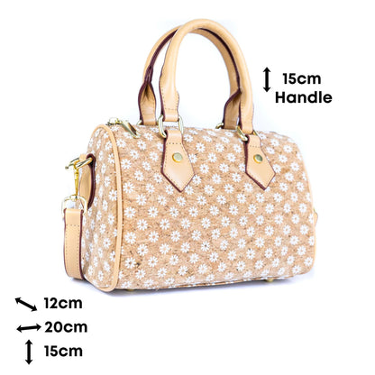Damen Henkeltasche aus Kork Vegan Leder Barrel Bowler
