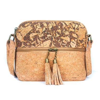 Kaffee-Kork Fusion – Crossbody Handtasche aus Kork mit Tassel