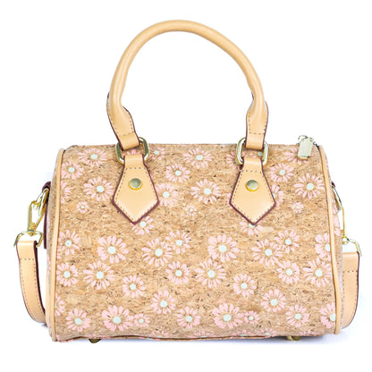 Damen Henkeltasche aus Kork Vegan Leder Barrel Bowler