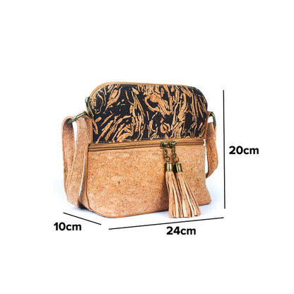 Kaffee-Kork Fusion – Crossbody Handtasche aus Kork mit Tassel