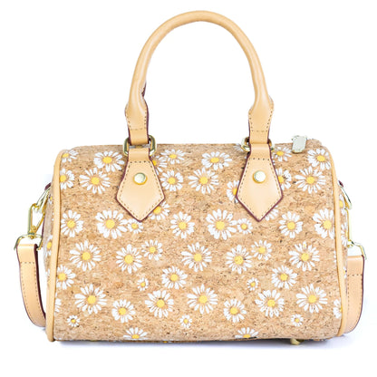 Damen Henkeltasche aus Kork Vegan Leder Barrel Bowler
