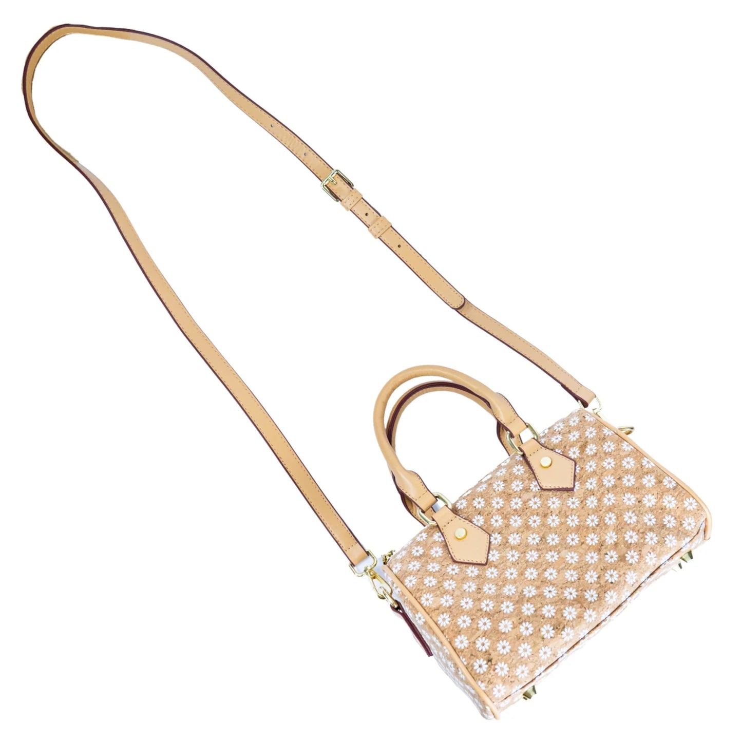 Damen Henkeltasche aus Kork Vegan Leder Barrel Bowler