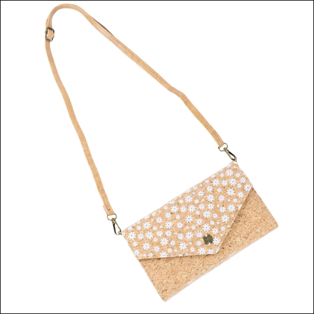 DeCarbonize Damen Kork Crossbody Geldbörse mit Schultergurt Handyhalter aus Kork Veganes Leder Portemonnaie