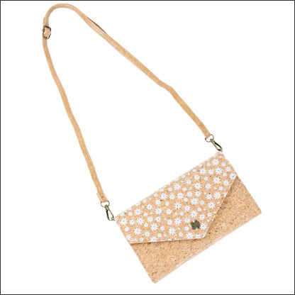 DeCarbonize Damen Kork Crossbody Geldbörse mit Schultergurt Handyhalter aus Kork Veganes Leder Portemonnaie