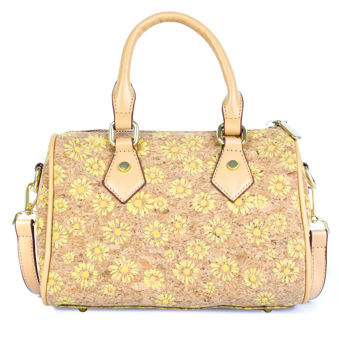 Damen Henkeltasche aus Kork Vegan Leder Barrel Bowler