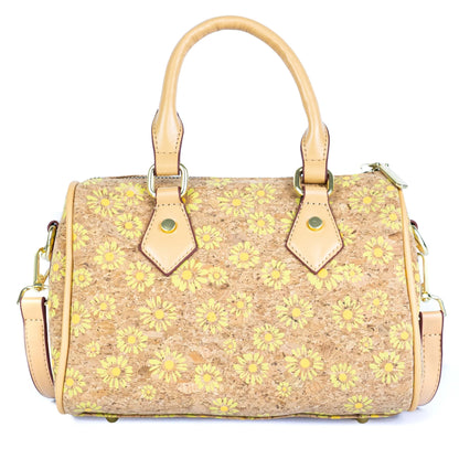 Damen Henkeltasche aus Kork Vegan Leder Barrel Bowler